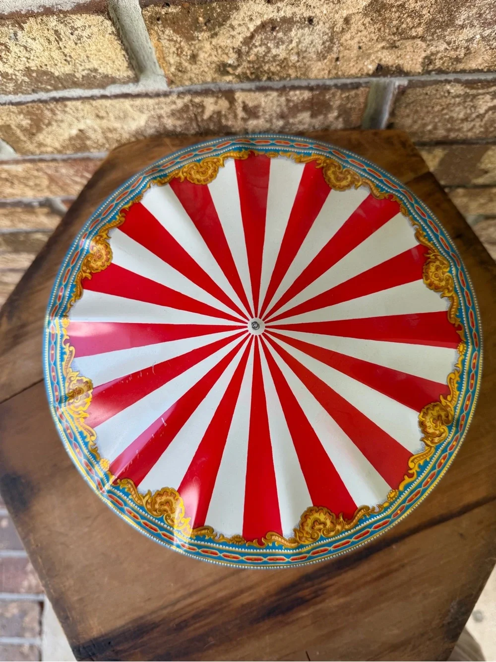 Vintage Large Merry Go Round Tin With 22 Cookie Cutters Lots of Oldies!